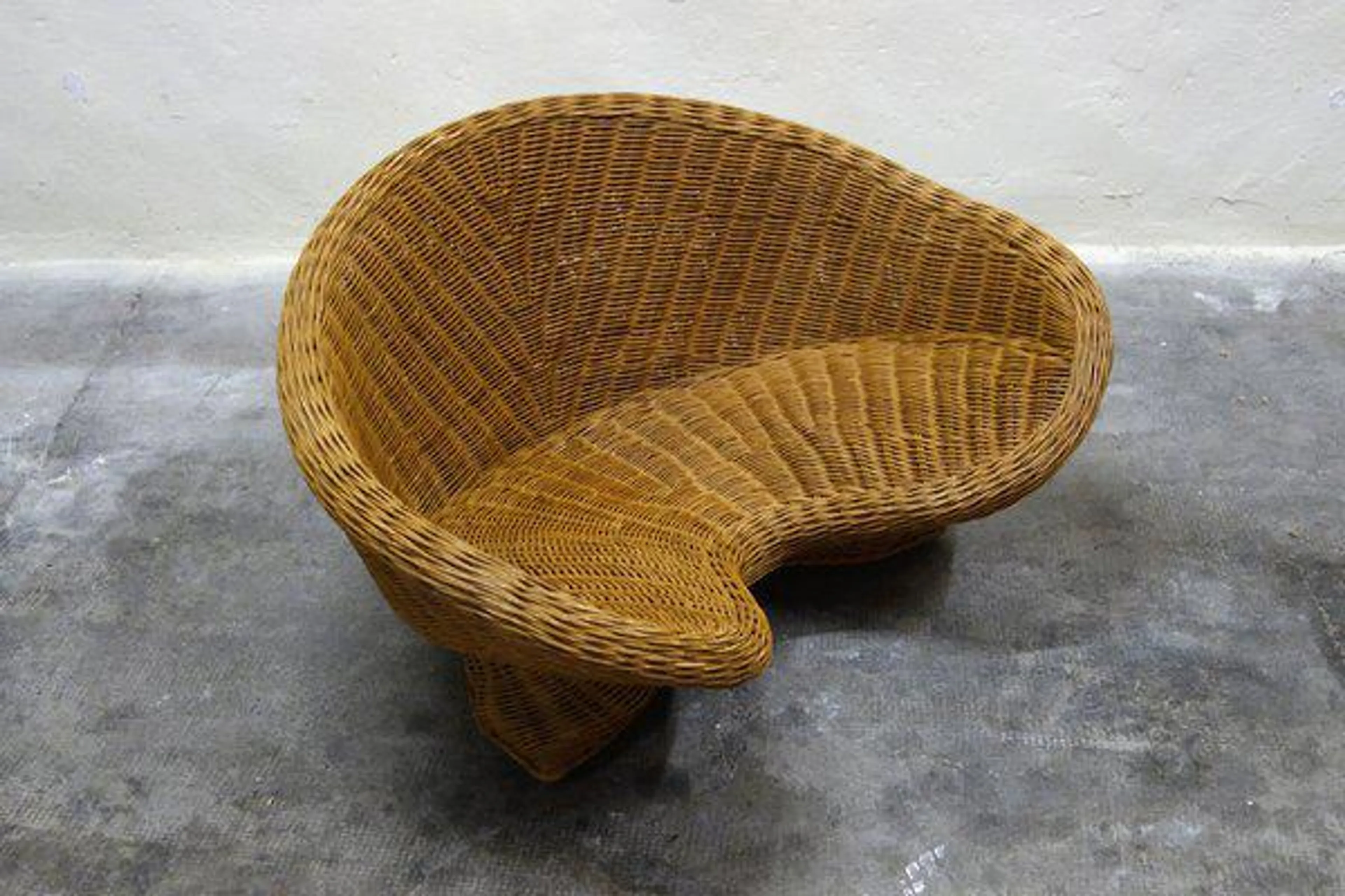 Small Model Lotus Armchair in Braided Rattan, 1970s