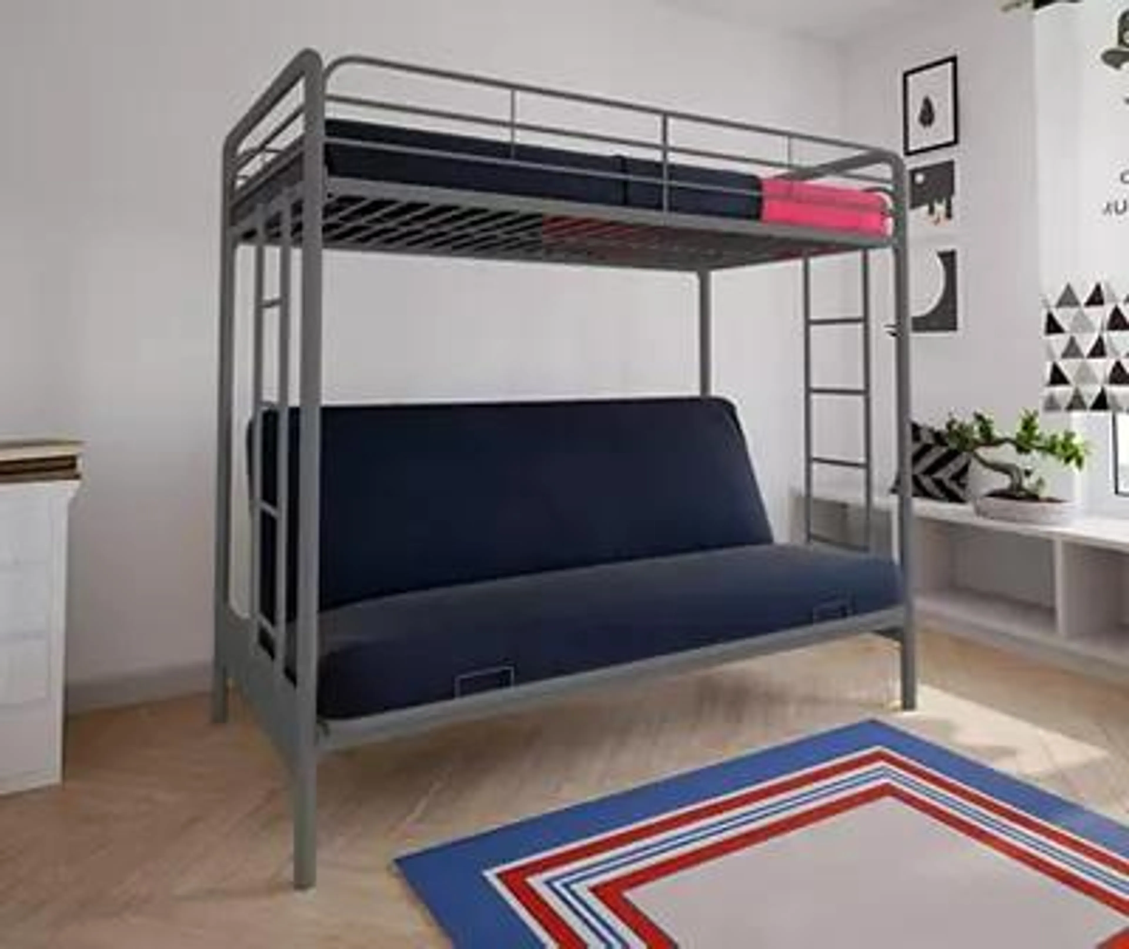 Silver Twin-Over-Futon Bunk Bed